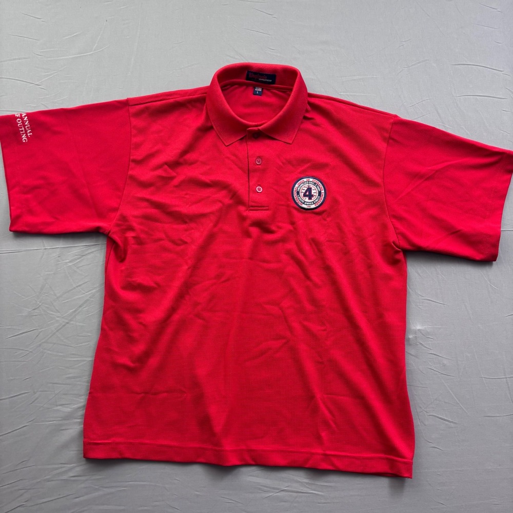 Vtg King Louie America Mens Red IUOE Union‎ Made Polo Shirt Golf Outing Sz L USA